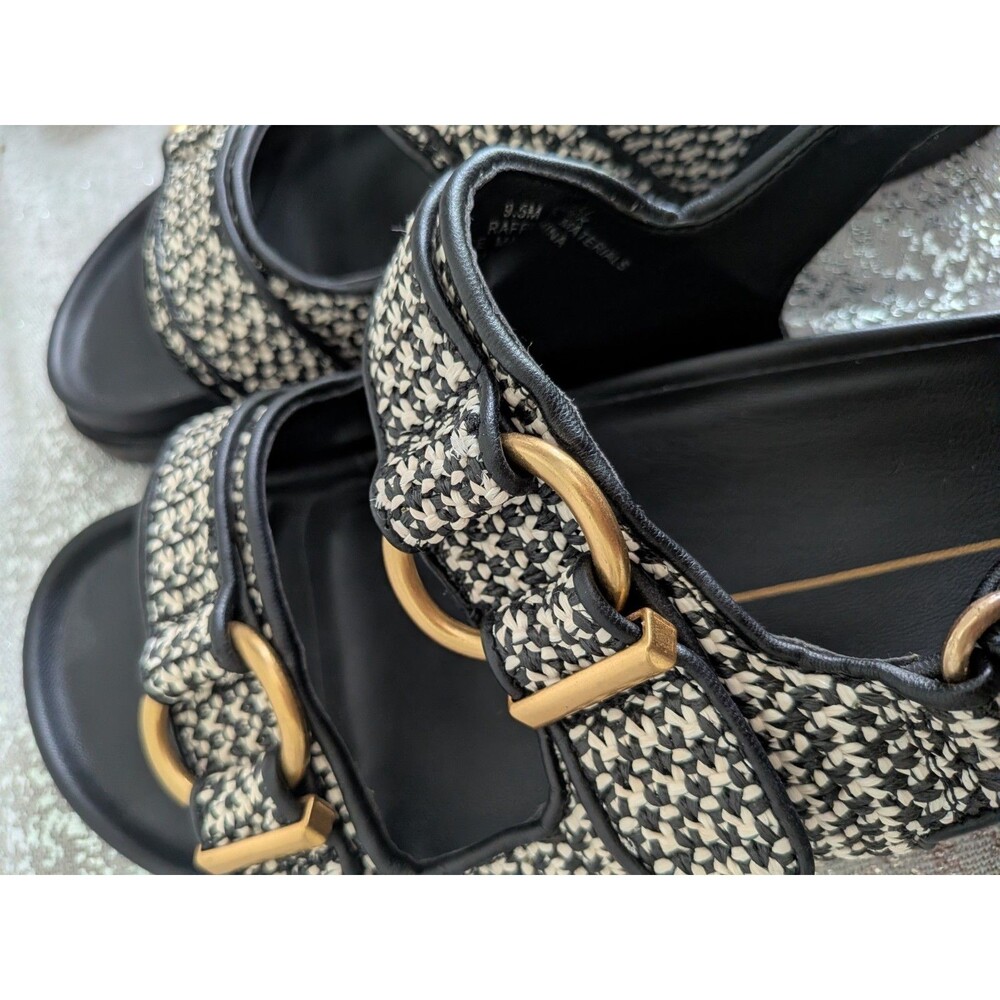 Dolce Vita Shelli Sandals Womens 9.5 Black Bridge Raffia Buckle Casual Shoes NEW - Picture 8 of 10